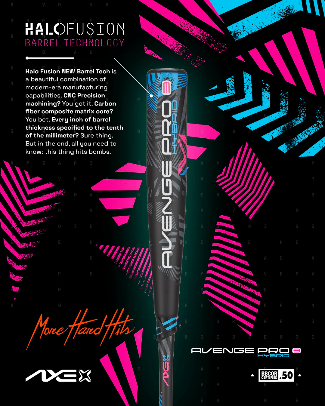 Axe Avenge Pro 3 Hybrid BBCOR Baseball Bat -3 | Standard Handle - Image 10